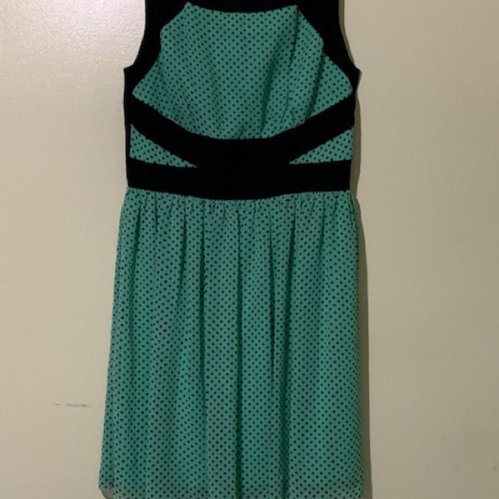 EN FOCUS STUDIO GREEN AND BLACK POLKA DOT DRESS 14